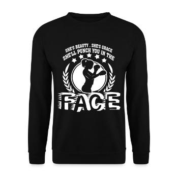Boxing Girl She'll Punch In The Face - Unisex Sweatshirt - black - Front - Alina (178cm) & Michal (187cm)