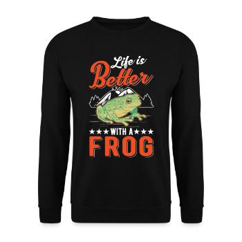 La vie est meilleure avec une grenouille - Sweat-shirt Unisexe - noir - Devant - Alina (178cm) & Michal (187cm)
