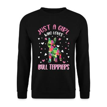 Bull Terrier Fille Miniature Bull Terrier - Sweat-shirt Unisexe - noir - Devant - Alina (178cm) & Michal (187cm)