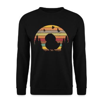 Kakapo Retro Nachtpapagei Vintage - Unisex Pullover - Schwarz - Vorne - Alina (178cm) & Michal (187cm)