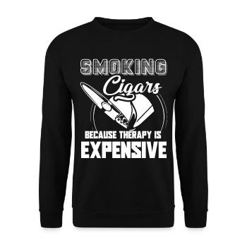 Cigar Smoking Cigar Smoking Cheaper Than Therapy - Unisex Sweatshirt - black - Front - Alina (178cm) & Michal (187cm)