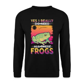 Frosch Geschenk Laubfrosch - Unisex Pullover - Schwarz - Vorne - Alina (178cm) & Michal (187cm)