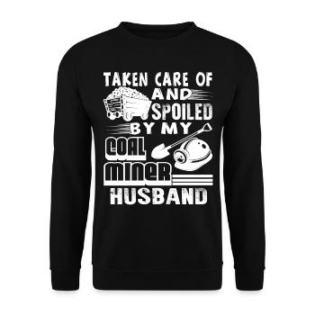 Coal Miner Spoiled By My Coal Miner Husband - Unisex Sweatshirt - black - Front - Alina (178cm) & Michal (187cm)