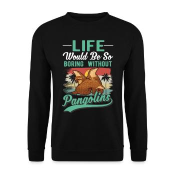Pangolin Geschenk Schuppentier - Unisex Pullover - Schwarz - Vorne - Alina (178cm) & Michal (187cm)