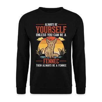 Always be yourses Fennec Wüstenfuchs Fennek - Unisex Pullover - Schwarz - Vorne - Alina (178cm) & Michal (187cm)