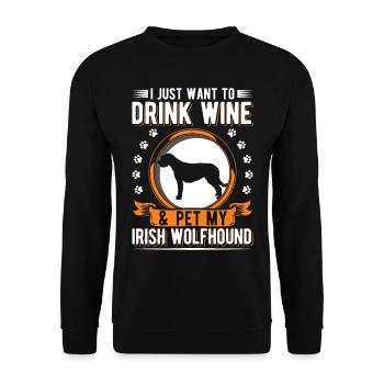 Irish Wolfhound and Wine - Unisex Sweatshirt - black - Front - Alina (178cm) & Michal (187cm)
