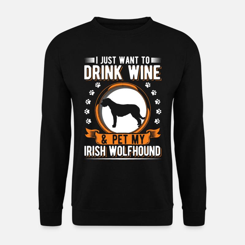 Irish Wolfhound et vin - Sweat-shirt Unisexe - noir