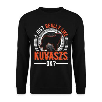 J’aime le Kuvasz simple - Sweat-shirt Unisexe - noir - Devant - Alina (178cm) & Michal (187cm)