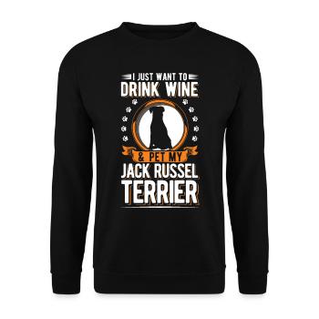 Jack Russell Terrier and wine - Unisex Sweatshirt - black - Front - Alina (178cm) & Michal (187cm)