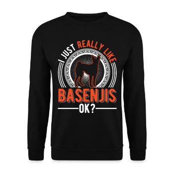 J’aime juste Basenjis - Sweat-shirt Unisexe - noir - Devant - Alina (178cm) & Michal (187cm)