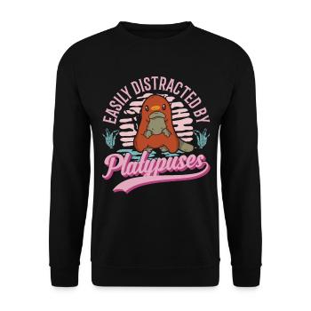 Easily distracted by Platypuse's platypus - Unisex Sweatshirt - black - Front - Alina (178cm) & Michal (187cm)