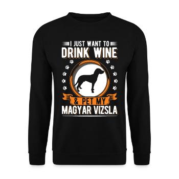 Magyar Vizsla and wine - Unisex Sweatshirt - black - Front - Alina (178cm) & Michal (187cm)