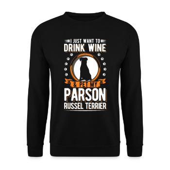 Parson Russell Terrier and wine - Unisex Sweatshirt - black - Front - Alina (178cm) & Michal (187cm)
