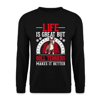 Cadeau Bull Terrier Miniature Bull Terrier - Sweat-shirt Unisexe - noir - Devant - Alina (178cm) & Michal (187cm)