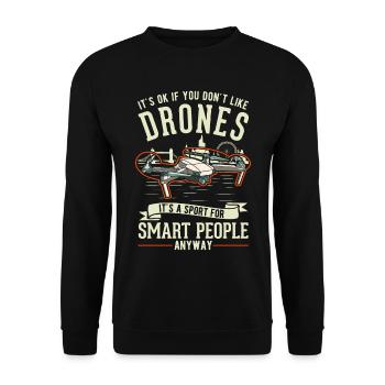 Drone Pilot Gift Drone Quadcopter - Unisex Sweatshirt - black - Front - Alina (178cm) & Michal (187cm)