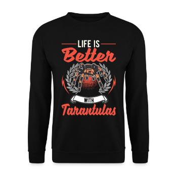Das Leben ist besser mit einer Tarantel - Unisex Pullover - Schwarz - Vorne - Alina (178cm) & Michal (187cm)