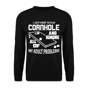 Cornhole I Just Want To Play Cornhole - Unisex Sweatshirt - black - Front - Alina (178cm) & Michal (187cm)