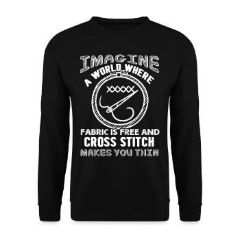 Cross Stitch Cross Stitch Makes You Thin - Unisex Sweatshirt - black - Front - Alina (178cm) & Michal (187cm)
