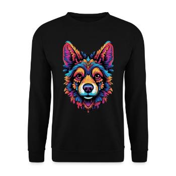 Welsh Corgi Colorful - Unisex Pullover - Schwarz - Vorne - Alina (178cm) & Michal (187cm)