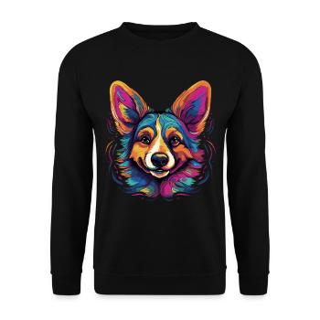 Welsh Corgi Colorful - Unisex Pullover - Schwarz - Vorne - Alina (178cm) & Michal (187cm)