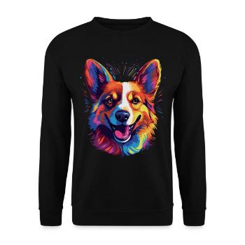 Welsh Corgi Colorful - Unisex Pullover - Schwarz - Vorne - Alina (178cm) & Michal (187cm)
