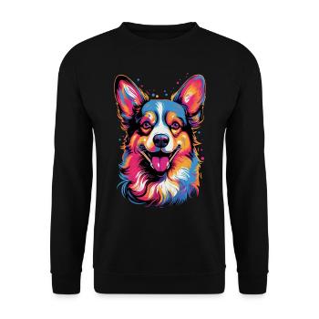 Welsh Corgi Colorful - Unisex Pullover - Schwarz - Vorne - Alina (178cm) & Michal (187cm)