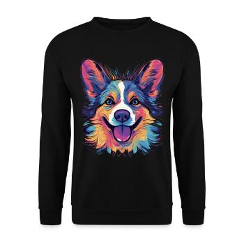 Welsh Corgi Colorful - Unisex Pullover - Schwarz - Vorne - Alina (178cm) & Michal (187cm)
