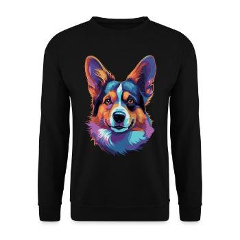 Welsh Corgi Colorful - Unisex Pullover - Schwarz - Vorne - Alina (178cm) & Michal (187cm)