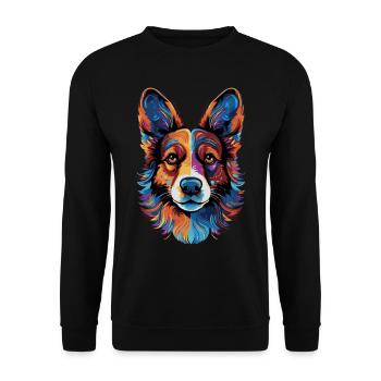 Welsh Corgi Colorful - Unisex Pullover - Schwarz - Vorne - Alina (178cm) & Michal (187cm)
