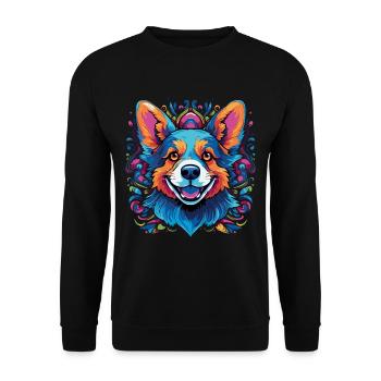 Welsh Corgi Colorful - Unisex Pullover - Schwarz - Vorne - Alina (178cm) & Michal (187cm)