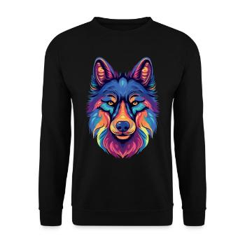 Sibirischer Husky Geschenk - Unisex Pullover - Schwarz - Vorne - Alina (178cm) & Michal (187cm)