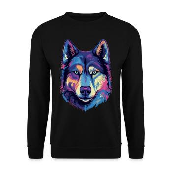 Sibirischer Husky Geschenk - Unisex Pullover - Schwarz - Vorne - Alina (178cm) & Michal (187cm)