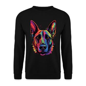 Malinois Belgischer Schäferhund - Unisex Pullover - Schwarz - Vorne - Alina (178cm) & Michal (187cm)