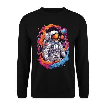 Space Astronaut Design Stars and Planets - Unisex Sweatshirt - black - Front - Alina (178cm) & Michal (187cm)