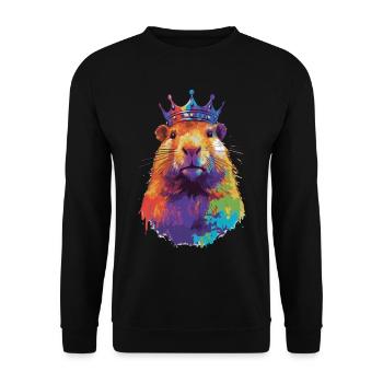 Capybara avec capybara couronne - Sweat-shirt Unisexe - noir - Devant - Alina (178cm) & Michal (187cm)