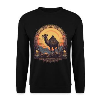 Camel Retro Grand Camel Egypte - Sweat-shirt Unisexe - noir - Devant - Alina (178cm) & Michal (187cm)