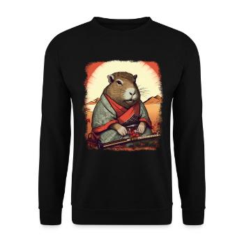 Capybara Samurai Wasserschwein - Unisex Sweatshirt - black - Front - Alina (178cm) & Michal (187cm)