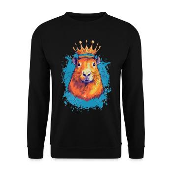 Capybara avec capybara couronne - Sweat-shirt Unisexe - noir - Devant - Alina (178cm) & Michal (187cm)