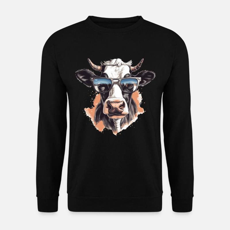 Vache avec des lunettes de soleil - Sweat-shirt Unisexe - noir
