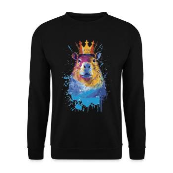 Capybara with crown capybara - Unisex Sweatshirt - black - Front - Alina (178cm) & Michal (187cm)