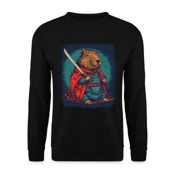 Capybara Samurai Capybara - Unisex Sweatshirt - black - Front - Alina (178cm) & Michal (187cm)