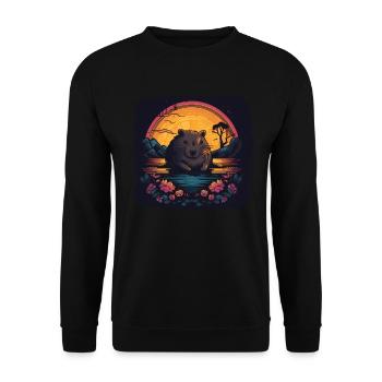 Capybara Cadeau Capybara - Sweat-shirt Unisexe - noir - Devant - Alina (178cm) & Michal (187cm)