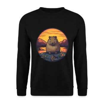 Capybara Cadeau Capybara - Sweat-shirt Unisexe - noir - Devant - Alina (178cm) & Michal (187cm)