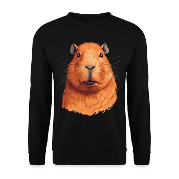 Capybara in Nature Wasserschwein - Unisex Pullover - Schwarz - Vorne - Alina (178cm) & Michal (187cm)