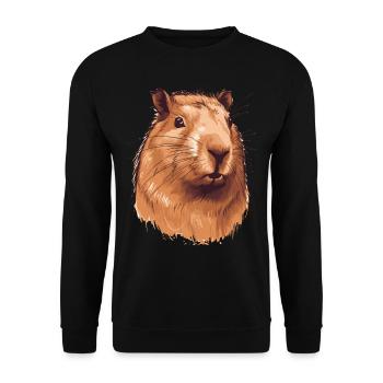 Capybara in Nature Wasserschwein - Unisex Pullover - Schwarz - Vorne - Alina (178cm) & Michal (187cm)