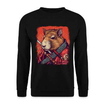Capybara Samurai Wasserschwein - Sweat-shirt Unisexe - noir - Devant - Alina (178cm) & Michal (187cm)