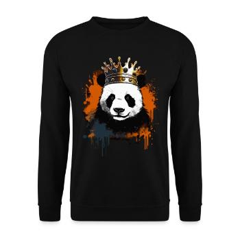 Panda With Crown - Unisex Sweatshirt - black - Front - Alina (178cm) & Michal (187cm)