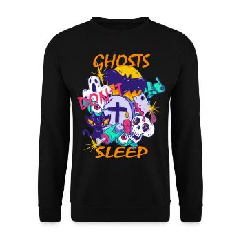 LES FANTÔMES D’HALLOWEEN NE DORMENT PAS - Sweat-shirt Unisexe - noir - Devant - Alina (178cm) & Michal (187cm)