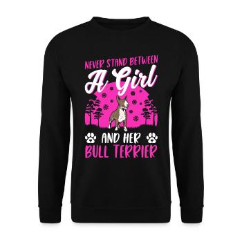 Bull Terrier Fille Miniature Bull Terrier - Sweat-shirt Unisexe - noir - Devant - Alina (178cm) & Michal (187cm)