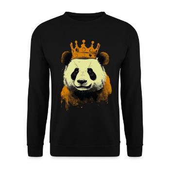 Panda With Crown - Unisex Sweatshirt - black - Front - Alina (178cm) & Michal (187cm)